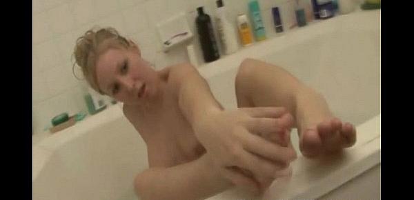  Blonde Girl Taking A Hot Bath